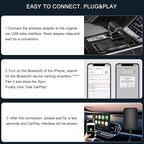 Wireless Carplay Adapter for Car, 2025 Wireless Carplay Bluetooth Adapter Plug&Play Original Car Wired CarPlay to Wireless Low Latency High Stability Compatible with iPhone ios10+