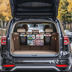 Bohemian Mandala Floral Flowers Car Trunk Organizer, Space Saving Expert, 4 Compartments, Multicolored