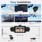 4 Channel Dash Cam 360° View Front and Inside Rear, 3 Inch 1080P Full HD Dash Camera for Car with 5G WiFi & App, Night Vision, Parking Mode, G-Sensor, Loop Recording
