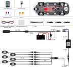 6 Pods RGBW LED Rock Lights Full Kit, 6500K Pure White (Not Mixed) & RGB Underglow for UTV Golf Cart ATV RZR SXS Trucks, App/RF Remote Smart Brake Music Sync, Waterproof Neon Underbody 12V