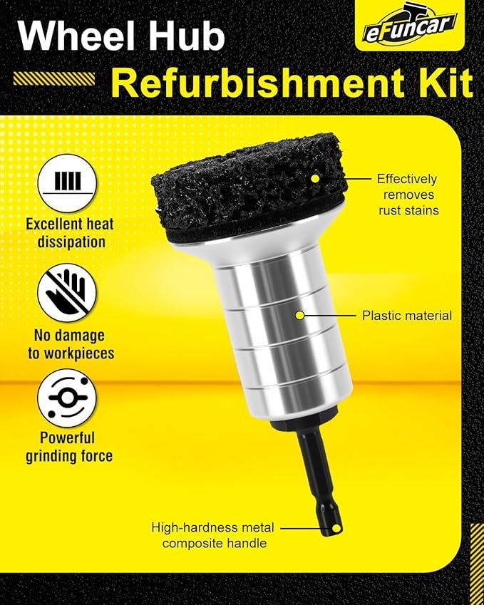 Hub Cleaner Resurfacing Tool, Aluminum Alloy Brake Hub Cleaning Kit with 5 Pads Fits Power Drill or 1/2" Impact Driven Wrenches for Car Motorcycle