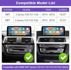 NINETOM 2026 Upgraded 10.25" Touchscreen Wireless CarPlay Android Auto Receiver Compatible with BMW 3/4 Series F30/F31/F32/F33/F34/F36 (2012–2016), for NBT System