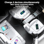 Upgrade Tesla USB Hub for Tesla Model 3&Y Waterproof - 4Ports Fast Chargr for Model Y/3 Accessories 2023 2022 2021 Retractable Docking Station, 2 Type-C Fast Charging Cables (Not Fit Model 3 2024)