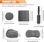 Craedli 9PCS Car Wash Detailing Tool Kit, Car Wash Mitt, Microfiber Cloths, Cleaning Sponge, Wheel Brush, Wax Applicator Pad, Universal Auto Interior & Exterior Cleaning Supplies (Gray)