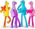 4Pcs Dinosaur Airplane Travel Car Ride Toys for Toddlers Kids Boys Girls Sensory Suction Cup Tube ADHD Autism Road Trip Car Activities Essential Stocking Easter Basket Stuffer Valentines Gift