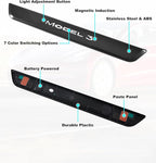LED Door Sill Lights for Tesla Model 3 2017-2025 Accessories, ABS Scratch-Resistant Sill Protector with 7-Color RGB Lighting, Battery Powered Model 3 Pedal Mood Lamp, Carbon Fiber, 4PCS