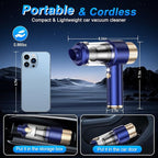 Mini Vacuum Cleaner, 15000PA Car Vacuum Cleaner Portable Cordless with LED Light, 4 in 1 Air Duster and Handheld Small Vacuum Rechargeable for Car, Home, Office, Pet（Blue）