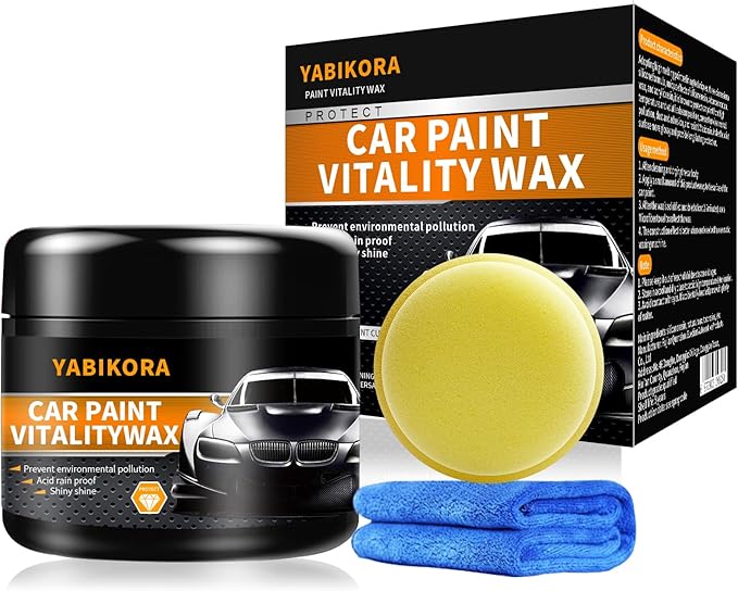 Car Wax Polish, Carnauba Wax Restores Shine High Hydrophobicity & Antioxidant, Long-Lasting Protection Gentle Formula For Cars, Rvs, Trucks, Motorcycles - Includes Sponge & Towel - 1pack 3.53oz