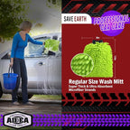 AIDEA Car Wash Mitt Microfiber, 2PK-Scratch-Free& Lint-Free, Premium Chenille Microfiber Wash Mitt-Green Extra Large Size (8''X12'')