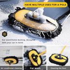 Car Wash Brush Kit, 40" Auto Wash Mop with 15° Curved Extendable Long Handle, Soft Scratch-Free Car Cleaning Mop Mitt to Clean Your Car Shine Like New, Car Accessories (Black+Yellow)