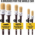 Detail Dudes Car Detailing Brush Set 9-pc - Boars Hair Brushes Plus Wheel Cleaner, Tire Brush and Dressing Applicator - Car Cleaning Kit for Leather Seats, Dashboards, Wheels, Grills and Paint
