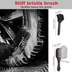 4PCS Compact Wheel & Tire Cleaning Kit - 360° Flexible Synthetic Wool Rim Brush, 2 Dual-Bristle Brushes & Microfiber Towel | Scratch-Free for All Vehicles