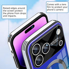 Guppy Compatible with iPhone 17 Pro Magnetic Case, with Full Camera Lens Protector [Compatible with MagSafe] Scratch Resistant Gradient Glass Back Cover Phone Case-Purple
