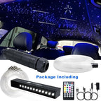 AZIMOM 6W RGBW 550pcs 0.03in 13.1ft Fiber Optic Starlight Headliner Kits with Meteor Shooting Star Fiber Strands Sound Activated Bluetooth/APP Remote Control Starlight