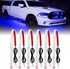 Qasim LED Strip Lights Car Boat Truck Interior Exterior Lighting, Waterproof Auto Front Grill Ambient Lighting, Golf Cart Motorcycles Underglow LED Light Blue 32CM 12V-Pack of 6