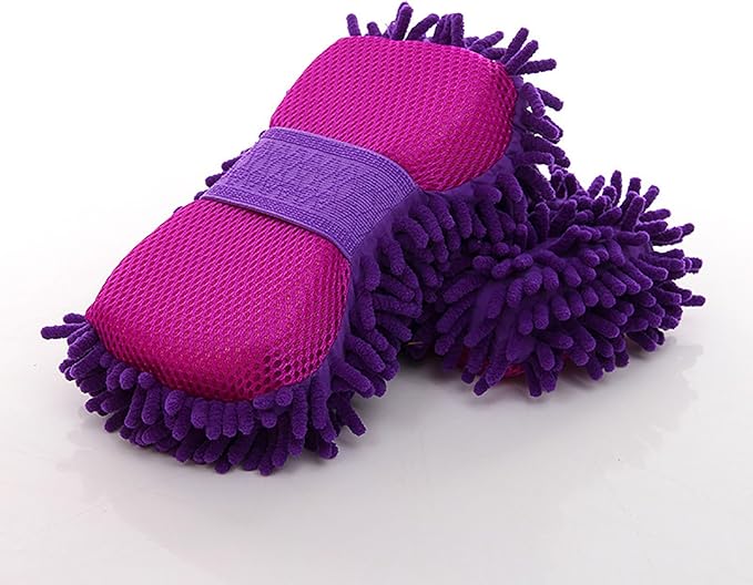 Car Wash Mitt,Microfiber Chenille Car Wash Mitt,Double-Sided lint-Free,Scratch Free,Cleaning Mitts for Truck, SUV, RV (Purple)