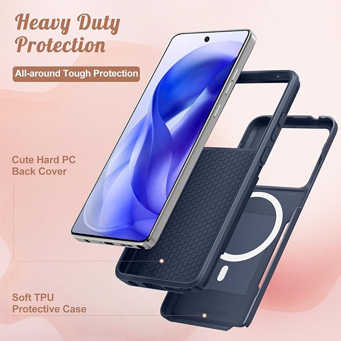 for Moto G Stylus 2025 Case - Compatible with MagSafe Women Cute Girl Magnetic Phone Cover Kawaii Girly Blue Butterfly Heavy Duty Shockproof Design for Motorola Moto G Stylus 5G 2025 Cases