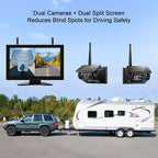 Fookoo 10.1" Solar Magnetic Wireless Backup Camera HD 1080P Touchscreen Monitor 1 Min DIY Install Portable Scratch-Proof No Drilling DVR Rechargeable Night Vision for RV Truck Camper - DCM1002