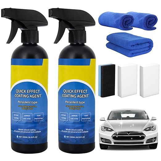 Car Coating Spray,16.9oz Quick Effect Coating Agent, Advanced Car Quick-Acting Coating Agent Sprays,Scratch Wax Coatings Spray Waterless Wash,Oil Film Emulsion Glass Cleaner, Hydrophobic Coating(2Pcs)