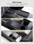 TPARTS Center Console Armrest Bottom Pad for Tesla Model Y Juniper 2026 2025, Full Coverage Silicone Storage Mat Organizer Tray Refresh Interior Accessories (Premium/Performance)