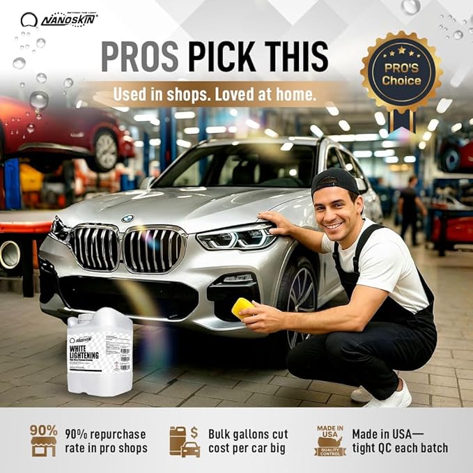 Nanoskin WHITE LIGHTENING Premium Dressing 55 Gallons – Universal Thick Wipe-On Dressing for Car Detailing | Works on Tire, Vinyl, Rubber, Plastic & Trim | For Cars, Trucks, Motorcycles, RVs & More