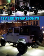 12V Led Light Strip Connectable 24Inch White Led Strip Lights for Car Golf Cart Motorcycle Boat Truck Cabinet Waterproof Led Light Strip,4Pack