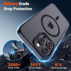 SUPFINE Magnetic for iPhone 15 Pro Max Case (Compatible with MagSafe) (Military Grade Drop Protection) Translucent Matte Shockproof Phone Cover, Black