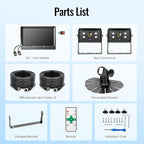 10.1" 2-Wired Backup Camera System, DVR Dual Screen Rear View Camera, IP69 Waterproof IR Night Vision, 20G Vibration-Proof for Trailer/Tractor/Truck/Combine/Skid Steer/Heavy Equipment/UTV, Y3