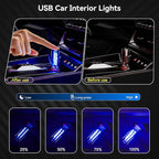 4 PCS USB Night Light, Touch Dimmable Mini USB LED Car Interior Ambient Lights, Portable Plug-in Glass Bottle Night Lamp for Car, Tent, Desk, Bedside(4 Blue)