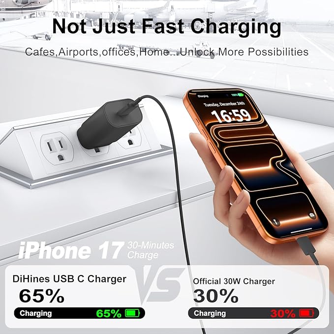 Phone 17 16 15 Charger Fast Charging,30W USB C Phone 17 16 15 Pro Max Charger Block &10FT Long Type C Cable Cord for i.Phone 17/Air/17 Pro/17 Pro Max/16/16 Plus/16 Pro/16 Pro Max/15/15 Pro Max,Black