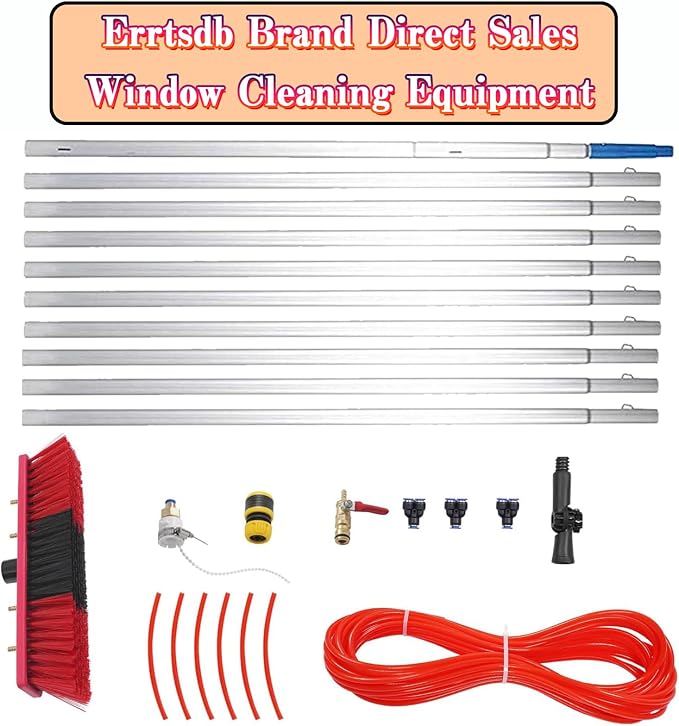 59ft Telescopic Window Cleaning Pole Kit - Water Fed Brush for Trucks Boats Cars Solar Panels Conservatories - Extendable Hose-Fed Cleaning Equipment