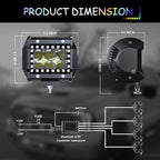 4PCS 4" inch LED Spot Work Light Bar with Multi-Color Chasing RGB Halo 16 Solid Colors Over 92 Flashing Modes Offroad Pods Lights LED Driving Lamp Fog Lights with Switch and Wiring Harness