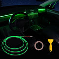 Acrylic Interior Car LED Strip Light with 6mm Sewing Edge - 43.3 inches Ambient Lighting Kits, Neon LED Strip Light(110CM/43.3IN, Green)