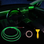 Acrylic Interior Car LED Strip Light with 6mm Sewing Edge - 43.3 inches Ambient Lighting Kits, Neon LED Strip Light(110CM/43.3IN, Green)