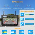 Dual RV Magnetic Wireless Backup Camera 7" HD 1080P Reverse Camera with Long Battery Life Rechargeable, Night Vision, IP69 Waterproof Back Up Camera for Cars Hitching Gooseneck Horse Trailer(CT7-2)