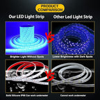 YM E-Bright Blue Led Strip Lights 16.4Ft for Bedroom Home Kitchen Boat Marine Indoor Outdoor IP68 Waterproof 5Meter 600SMD Upgrade Solid Silicone DC12V (No Power Adapter)