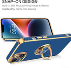 VENINGO iPhone 14 Case,Phone Cases for iPhone 14,Slim Fit Soft 360° Ring Holder Kickstand Magnetic Car Mount Supported Easy Clean Shockproof Protective Cover for Apple iPhone 14 6.1" 2022, Deep Blue