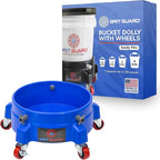 GRIT GUARD Bucket Dolly with Wheels - Rolling Detailing Wash Bucket with 5 Wheels and 2 Locking Casters Compatible with 2.5, 4, 5 and 6 Gallon Buckets (Blue, 2" Red Casters)