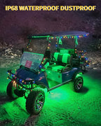 YM E-Bright Car Led Strip Lights for Golf Cart Underglow Motorcycles Marine Boat Kayak Interior Exterior 36SMD Waterproof IP68 Upgrade Solid Silicone 12V 12inch Green (Pack of 4)