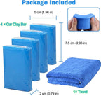 Car Clay Bar 4 Pack 400g, Premium Grade Clay Bars Auto Detailing Magic Clay Bar Kit with Towel Clay Bar Cleaner with Washing and Adsorption Capacity for Car Wash Car Detailing Clean,RV,Glass Cleaning