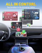 2027 Mini CarPlay Wireless Adapter for Apple, Upgrade Factory Wired Carplay to Wireless CarPlay Adapter, No Latency for iPhone iOS 10+ and Cars from 2015+, USB & Type-C, Plug & Play