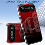 Guppy Compatible with iPhone Air Magnetic Case, with Full Camera Lens Protector [Compatible with MagSafe] Scratch Resistant Gradient Glass Back Cover Phone Case-Red