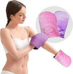 EcoSol Designs - Microfiber Mittens, Ultra-Soft Body Exfoliator Lathering and General Cleaning Dusting Must-Have, Thick Exfoliant Glove 2-Pack with Hanging Loops, Pink and Lavender, 6 x 9 inches Each
