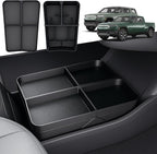 TWRAPS Floor Console Organizer for Rivian R1S & R1T 2021-2026, Lower Center Console Storage Tray Box Caddy with Premium Leather Liner Inserts, R1 Interior Accessory for Rivian