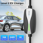 SEGUMA Level 1/2 EV Charger, 16Amp Electric Car Charger 25FT Cable with NEMA 6-20 Plug and NEMA 5-15 Adapter, Home Mobile EV Charging Station for J1772 BEVs/PHEVs 110V-240V(Black)