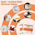 Stain Remover Wet Wipes Bulk, Individual Wrapped Clothes Portable Travel Messy Eater Cleaning Laundry Stain Removal Wipes Pocket Size for Clothing Fabric/Wine/Fast Food 7.1 x 4.7 Inch (White 200)