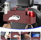 Mandark Car Headrest Backseat Organizer, Multifunctional Vehicle Seat Back Storage Box with Drink Cup Holder and Hooks, Automotive Travel Accessories, Universal for SUV, Sedan, Truck (Wine Red)