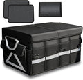 Trunk Organizer Wiith Lid For SUV, Truck, Car Trunk Organizer, Large, Black, 4-Compartments With Handle