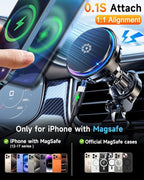 2026 Upgraded TEC and Fan Dual Cooling Magnetic Wireless Car Charger, For 15W Magsafe Car Charger Mount, RGB, Air Vent/Dashboard Fast Wireless Charging Car Phone Holder for iPhone 17/16/15/14/13/12