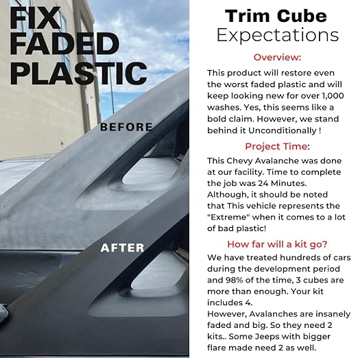 Lithium Plastic Trim Restoration Kit - Ceramic Graphene Infused Trim Cubes - Restores Even The Most Damaged Car Plastic Trim to Factory New Look - Last for 250 Washes Guaranteed
